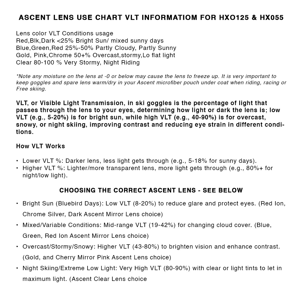 NEW 2026 Ascent HX55 Motown Magnetic Lens Goggles - Large/Mid/Wide-with clip strap